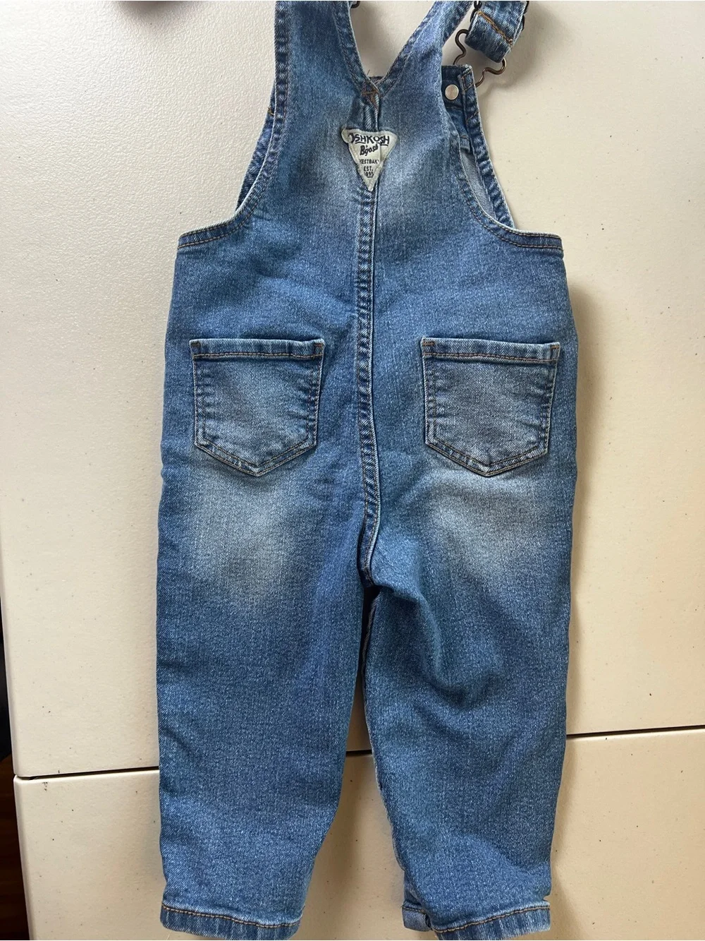 OshKosh B'gosh Denim Blue Floral Embroidered Overalls